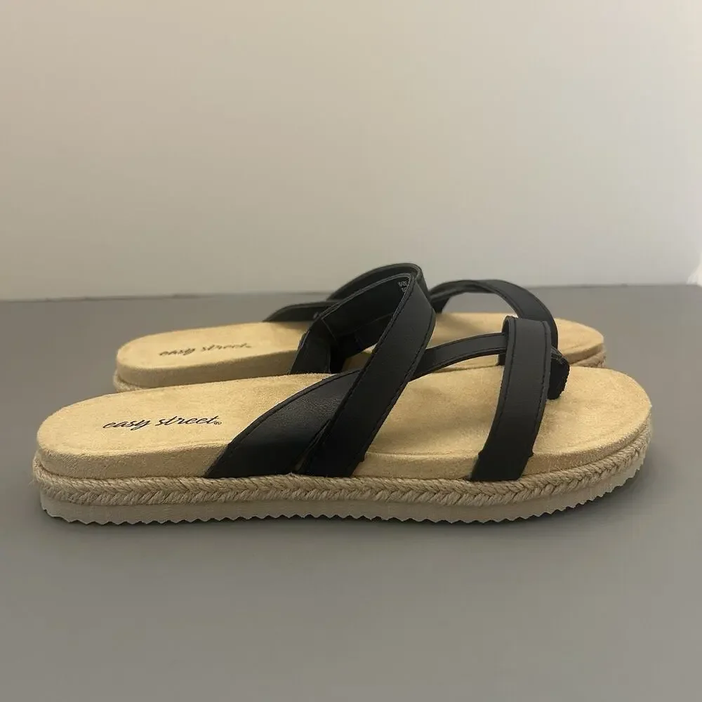Easy Street Song Navy Blue Synthetic Slide Sandals Shoes Women's Size 7 WW